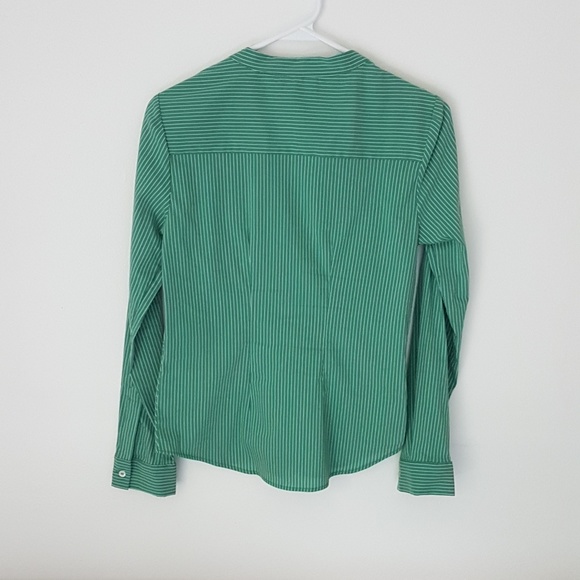 -Maeve Anthropologie Knotted Button Green Stripe 0 - Picture 5 of 7